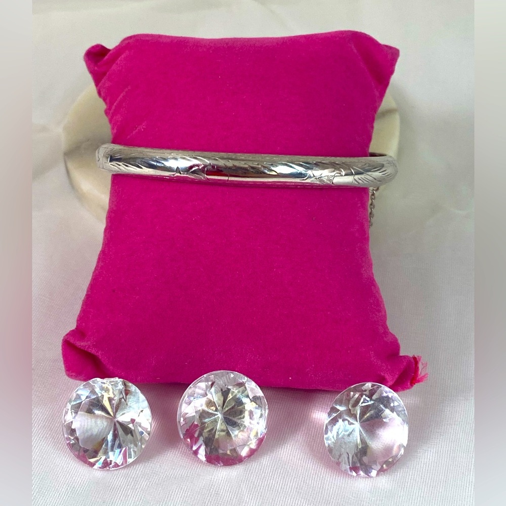 925 STERLING SILVER VINTAGE etched bangle bracelet